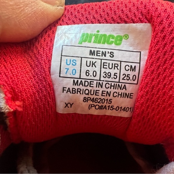 Prince T22 Lite Mens Size 7 Black White Red. - Picture 7 of 7